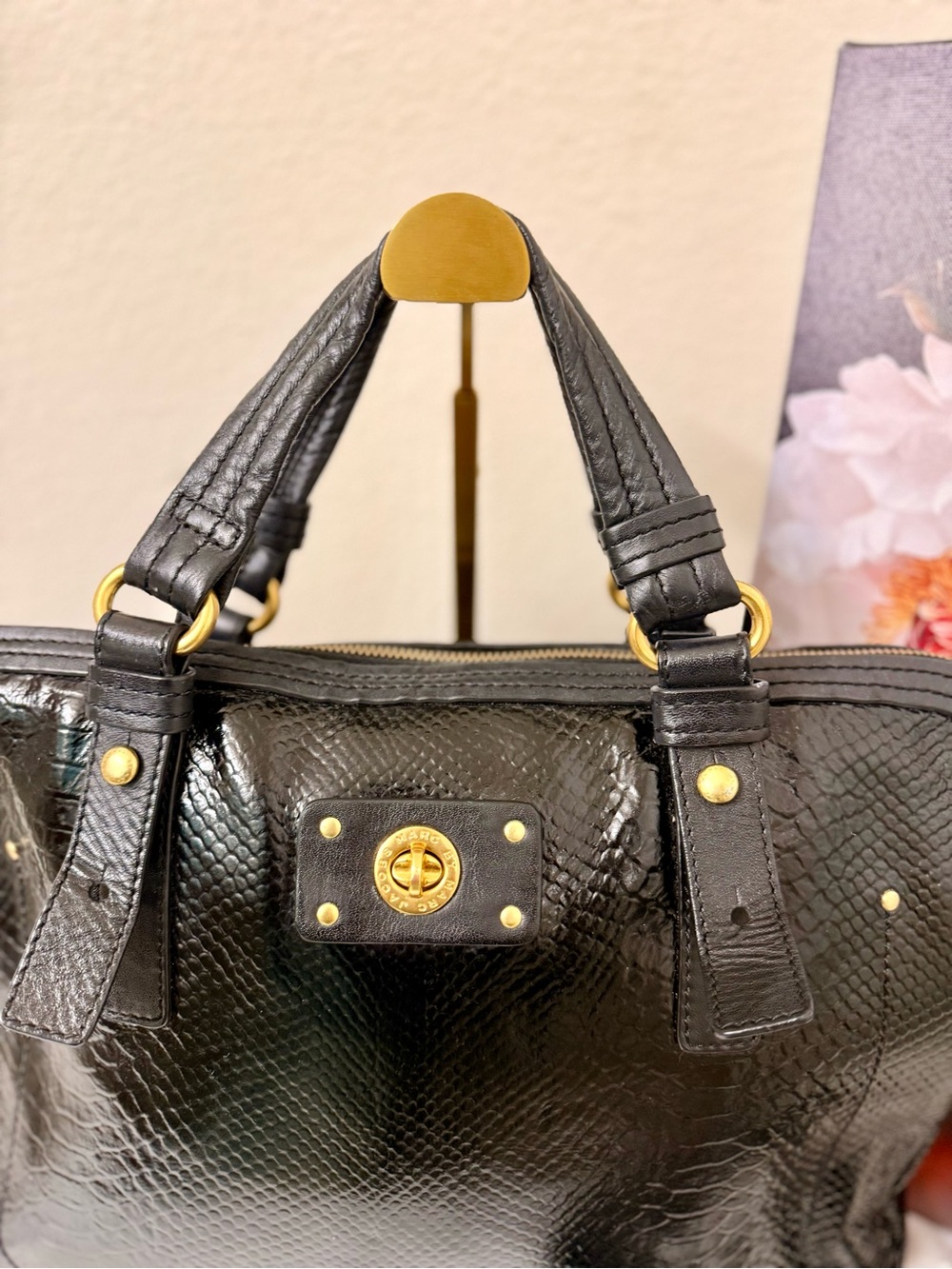 Like New - Y2K Marc Jacobs Turnlock Python Satchel - Picture 3 of 10